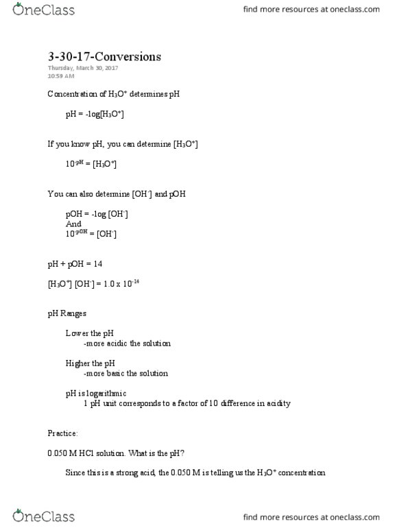 CHEM 107 Lecture Notes - Lecture 50: Magnesium Hydroxide, Ph, Sodium Hydroxide thumbnail