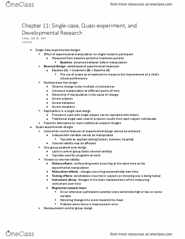 PSY 3213L Lecture Notes - Lecture 11: Measuring Instrument, Internal Validity, Dependent And Independent Variables thumbnail