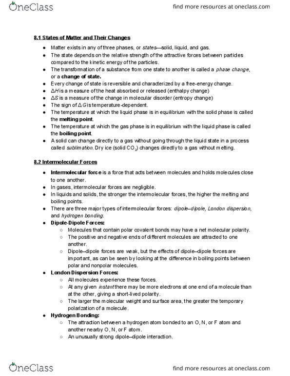 CHEM 1101 Chapter Notes - Chapter 8: Combined Gas Law, Ideal Gas Law, Kinetic Theory Of Gases thumbnail