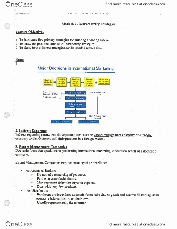 MARK442 Lecture Notes - Lecture 3: Royalty Payment, Investment, Franchising thumbnail