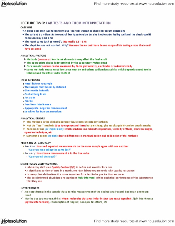 LMP299Y1 Lecture Notes - Urine Test Strip, Blood Sugar, Hyperlipidemia thumbnail