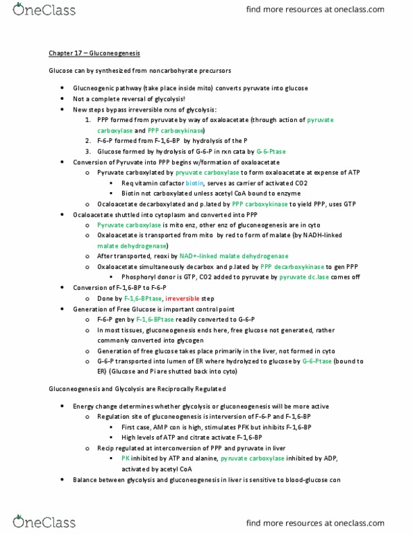 KIN217 Chapter Notes - Chapter 17: Pyruvate Carboxylase, Malate Dehydrogenase, Malic Acid thumbnail