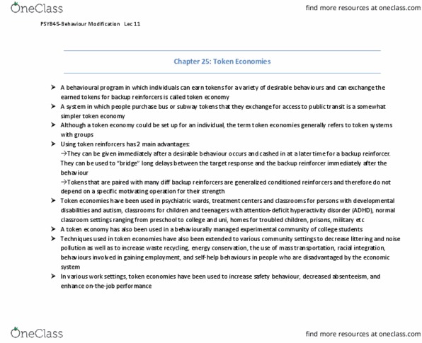 PSYB45H3 Chapter Notes - Chapter 25: Token Economy, Polskie Radio Program Iii, Absenteeism thumbnail