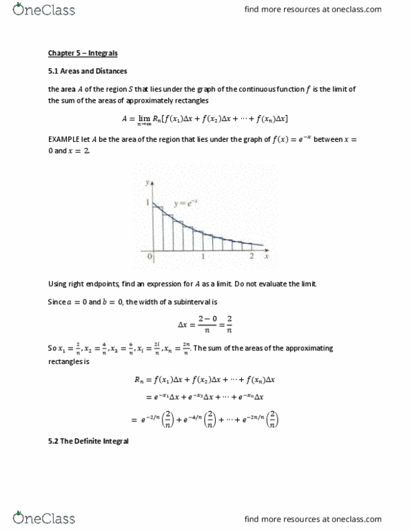 MATH 1041 Chapter Notes - Chapter 5: Integral Symbol, Differentiable Function, Antiderivative thumbnail