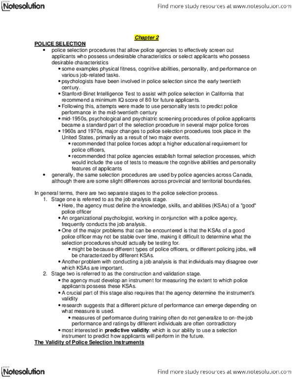PSYC 3020 Chapter Notes -Job Performance, Job Analysis, Personality Test thumbnail