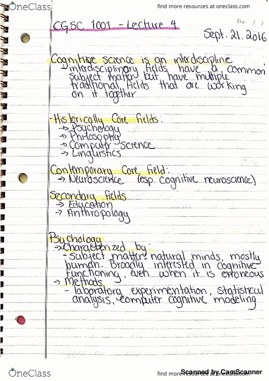 CGSC 1001 Lecture 4: The Fields That Compose Cognitive Science thumbnail