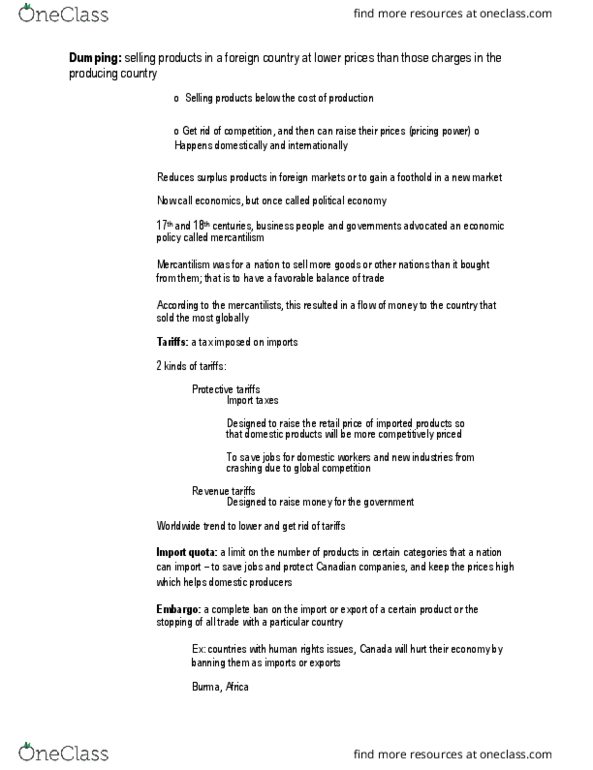 GMGT 1010 Lecture Notes - Lecture 29: Market Power, Mercantilism, General Agreement On Tariffs And Trade thumbnail