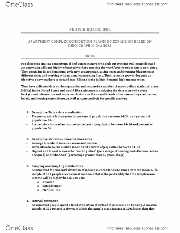 MGMT 4700 Lecture Notes - Lecture 1: Descriptive Statistics, Interval Estimation, Statistical Hypothesis Testing thumbnail