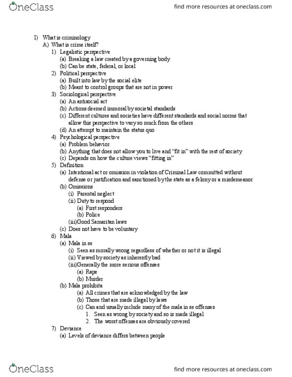 CRJU 3600 Lecture Notes - Lecture 1: Misdemeanor thumbnail