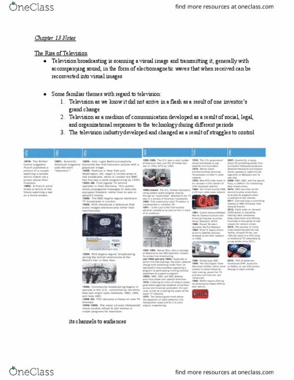 COMM 100 Chapter Notes - Chapter 13: Satellite Television, Big Three Television Networks, Dish Network thumbnail