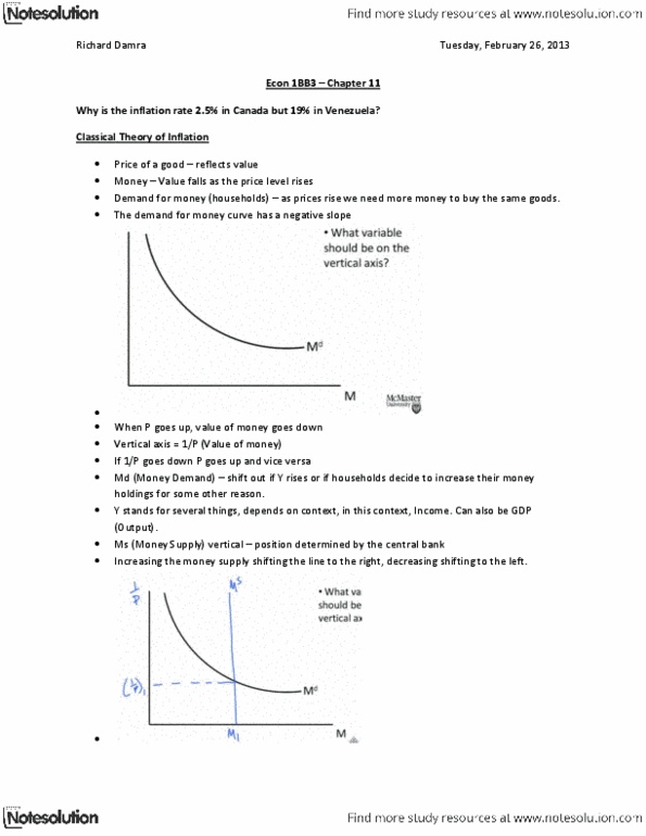 ECON 1BB3 Lecture Notes - Classical Dichotomy, Money Supply, Hot Chocolate thumbnail