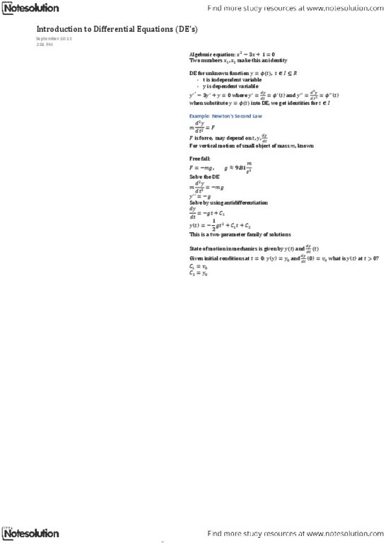 AMATH250 Lecture Notes - Partial Fraction Decomposition, Linear Equation, Initial Condition thumbnail