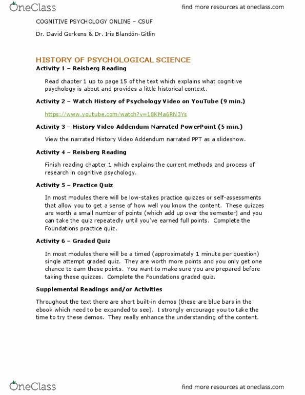 PSYC 305 Lecture Notes - Lecture 3: Cognitive Psychology, Microsoft Powerpoint, E-Book thumbnail