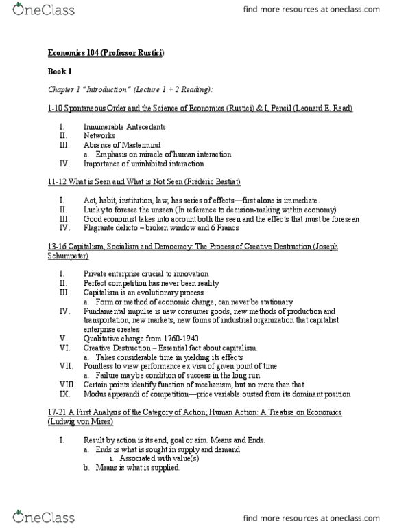 ECON 104 Final Economics 104 Mostly Complete Note Packet OneClass