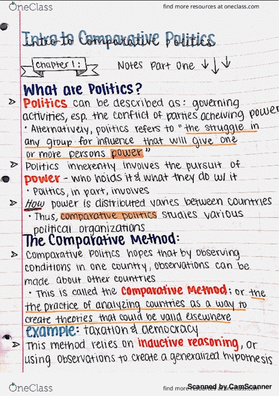 PLSC 2013 Lecture 1: Comparative Politics: William Sullivan Chapter 1 thumbnail