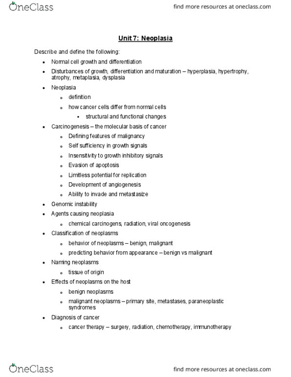 PATH 3610 Lecture Notes - Lecture 7: Benign Tumor, Radiation Therapy, Immunotherapy thumbnail