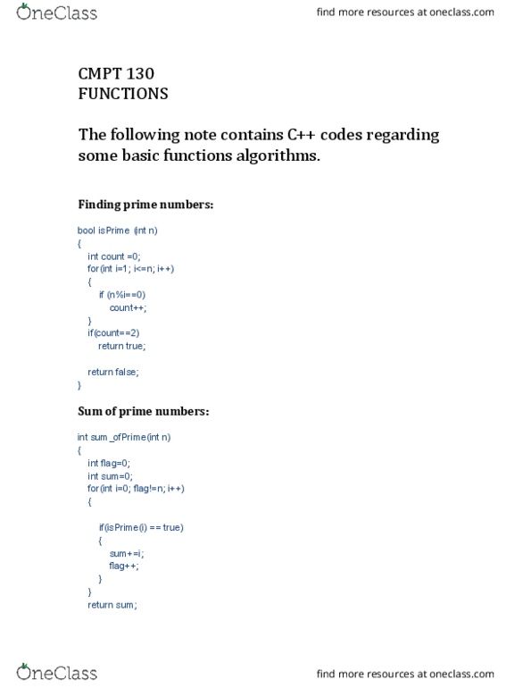 CMPT 130 Lecture 2: CMPT 130_FUNCTIONS_PRIME NUMBERS thumbnail
