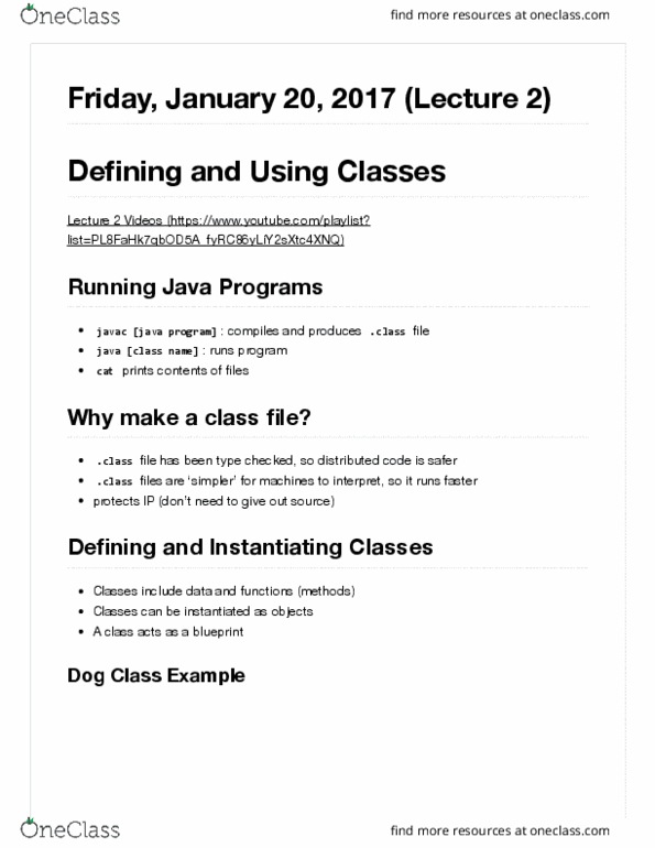 COMPSCI 61B Lecture Notes - Lecture 2: Javac, Init thumbnail