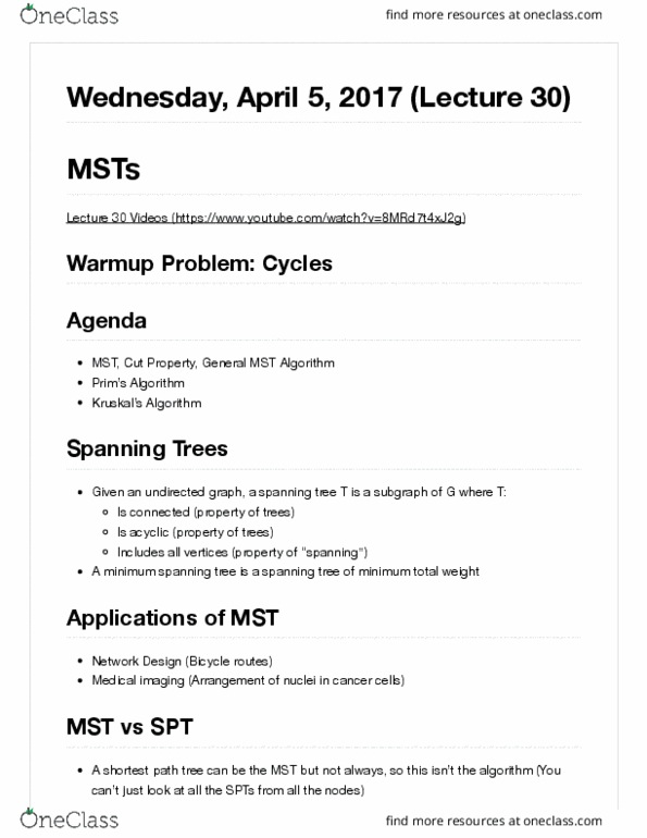 COMPSCI 61B Lecture Notes - Lecture 30: Shortest-Path Tree, Medical Imaging, Dream Evil thumbnail