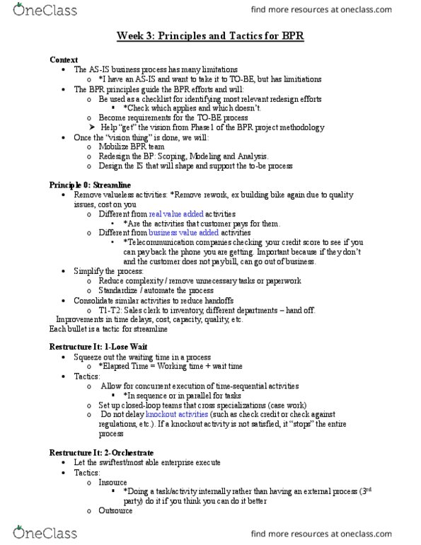 ITEC 4030 Lecture Notes - Lecture 11: Working Time, Business Process, Order Processing thumbnail