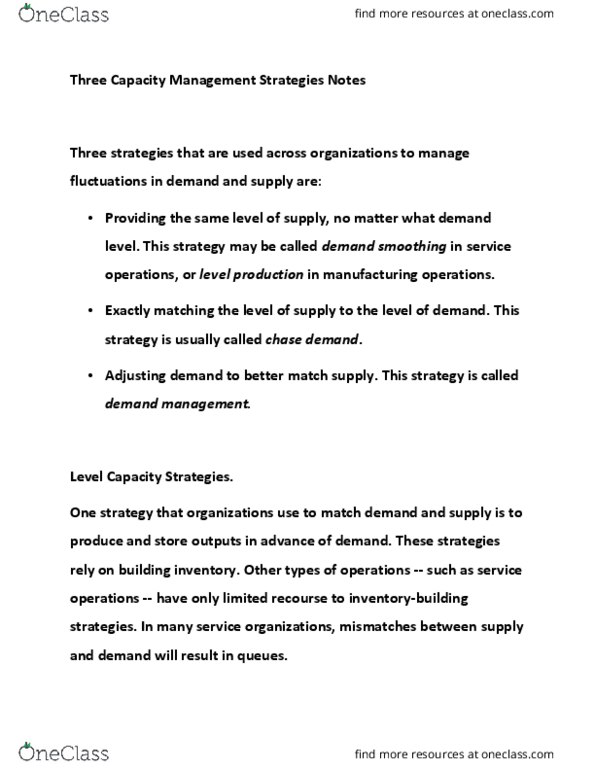 ITEC 4030 Lecture 4: Three Capacity Management Strategies Notes thumbnail