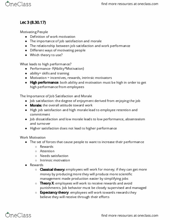 UGBA 10 Lecture Notes - Lecture 3: Job Satisfaction, Scientific Management, Motivation thumbnail