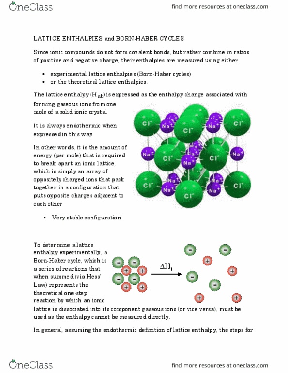 Chemistry 1301A/B Lecture Notes - Lecture 19: Lattice Energy, Ionic Compound, Ionic Bonding thumbnail