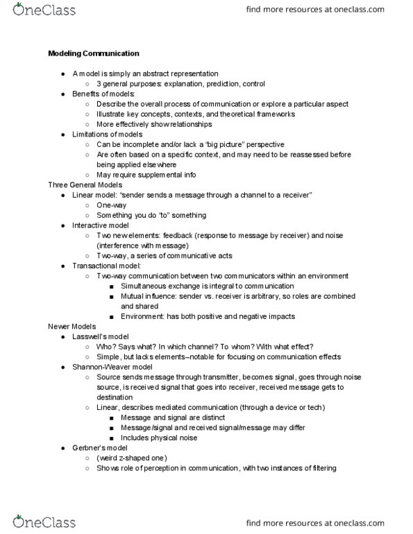 COM 101 Lecture Notes - Lecture 3: Stress Management, Linear Model thumbnail