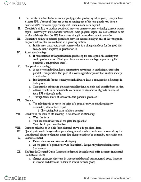 ECO 2013 Lecture Notes - Lecture 2: Demand Curve, Absolute Advantage, Comparative Advantage thumbnail