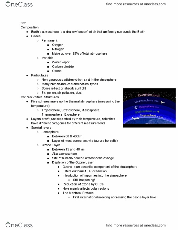 GEOG 155 Lecture Notes - Lecture 3: Climatology, Thermosphere, Particulates thumbnail