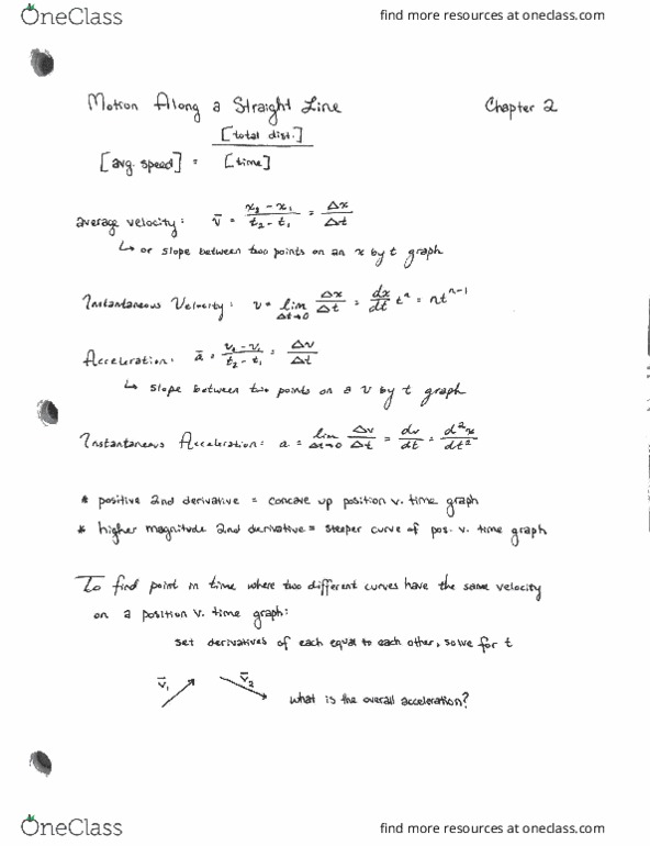 PHY 301 Chapter 2: Motion Along a Straight Line thumbnail