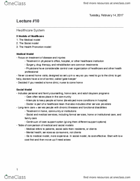 HLTHAGE 1BB3 Lecture Notes - Lecture 10: Canada Health Act, Fall Prevention, Adult Daycare Center thumbnail