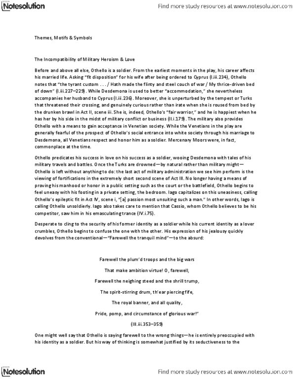 ENGL100A Lecture Notes - Roderigo, Tyrant, Mandrake thumbnail