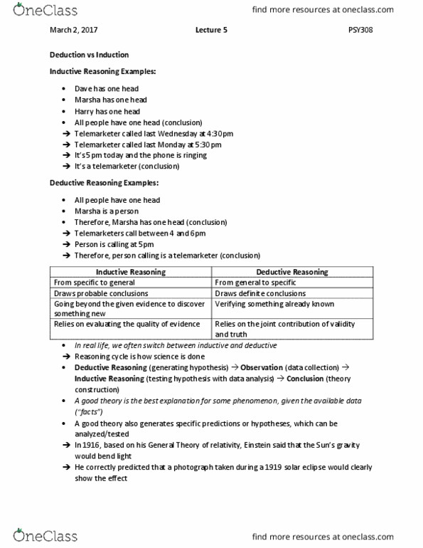 PSY 308 Lecture Notes - Lecture 5: Telemarketing, Deductive Reasoning, Syllogism thumbnail