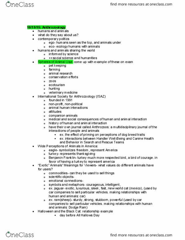 CEUS-R 310 Lecture Notes - Lecture 6: Ram Pickup, Anthrozoology, Veterinary Medicine thumbnail