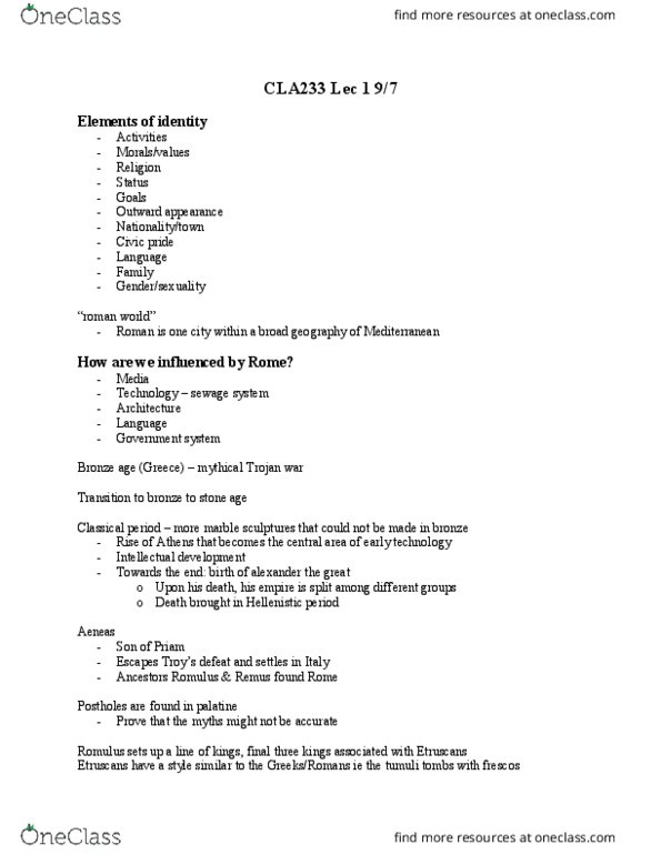 CLA233H5 Lecture 1: CLA233 LEC 1 Intro & Background Sept 7 thumbnail