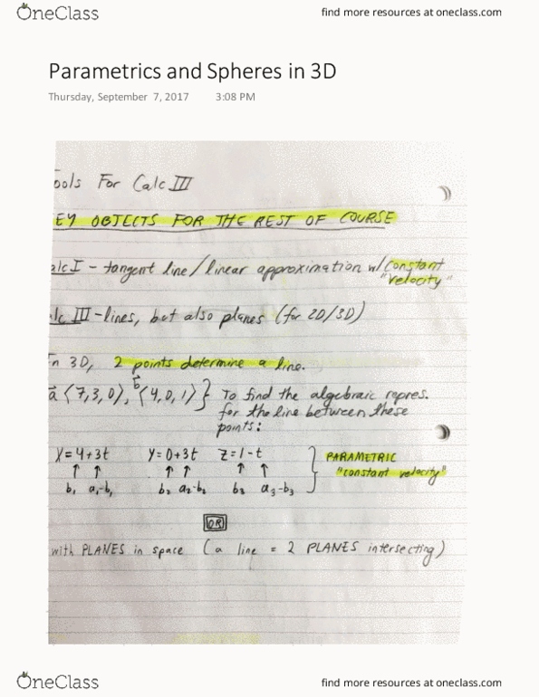 MATH 215 Lecture 4: Parametrics and Spheres in 3D thumbnail