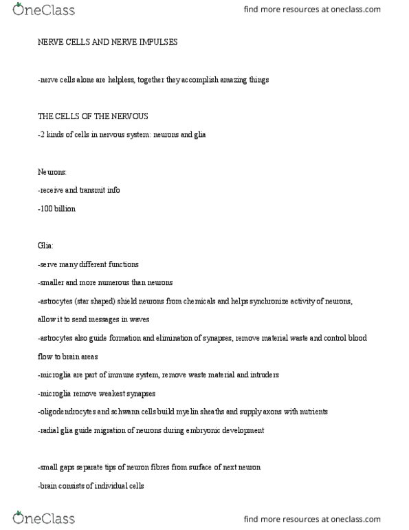 PS263 Chapter Notes - Chapter 1: Radial Glial Cell, Endoplasmic Reticulum, Myelin thumbnail