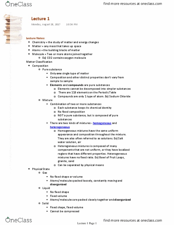 CHE 100 Lecture Notes - Lecture 1: Froot Loops, Sodium Chloride thumbnail