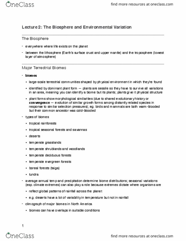 BIOB50H3 Lecture Notes - Lecture 2: Polychaete, Understory, Radiant Energy thumbnail