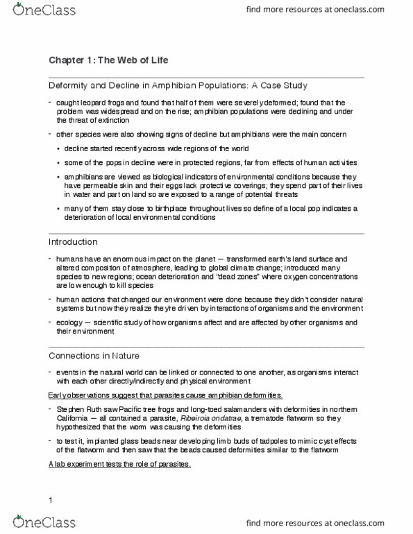 BIOB50H3 Chapter Notes - Chapter 1: Scientific Control, Cellular Respiration, Ecological Study thumbnail