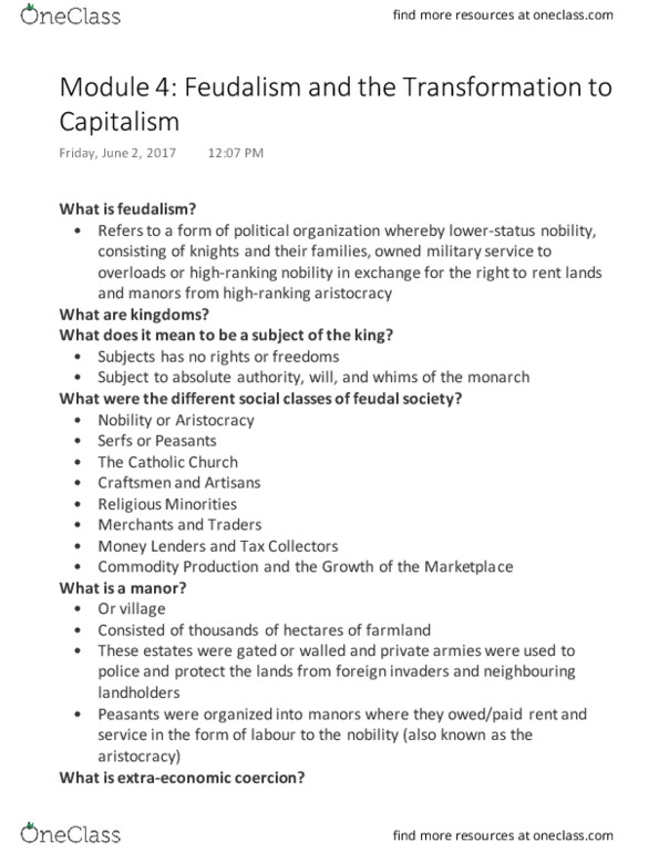 SOC 103 Lecture Notes - Lecture 4: Bourgeoisie, Barter, Proletariat thumbnail
