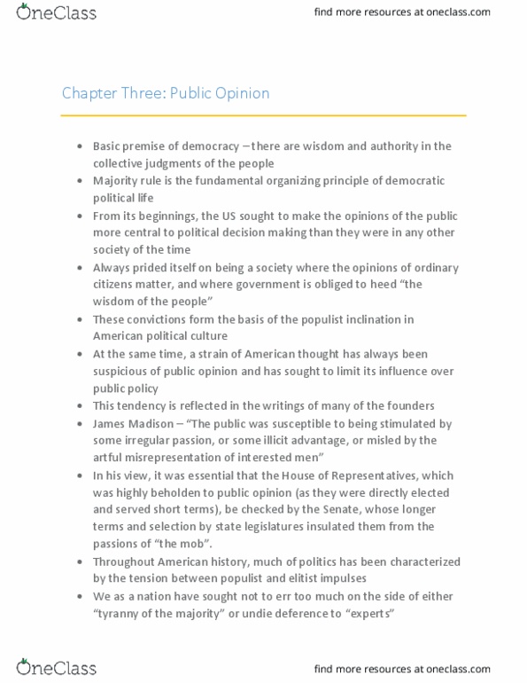 POLS 2330 Chapter Notes - Chapter 3: Populism, Elitism, Determinative thumbnail