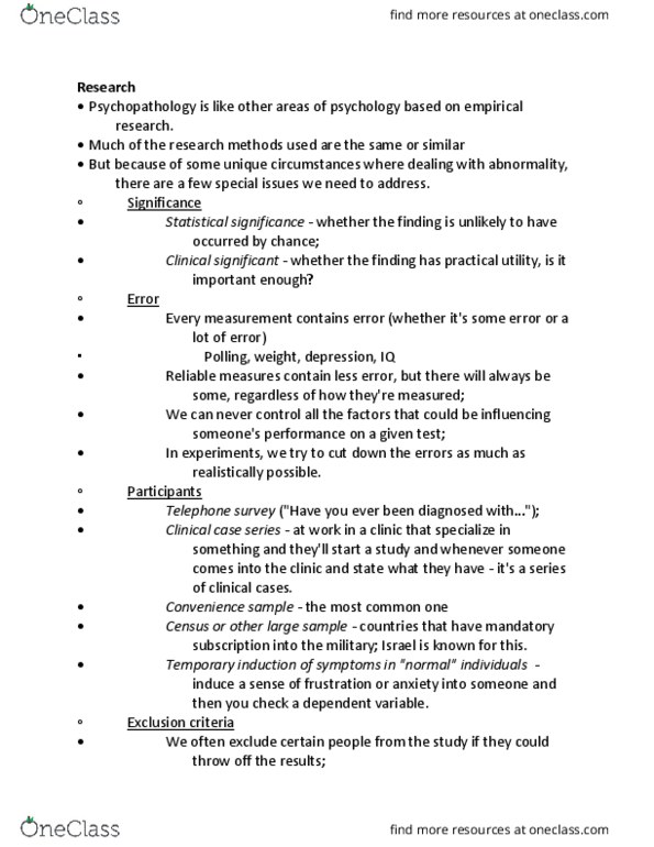 PSY 3171 Lecture Notes - Lecture 2: Health Promotion, Substance Abuse, Dissociative Disorder thumbnail