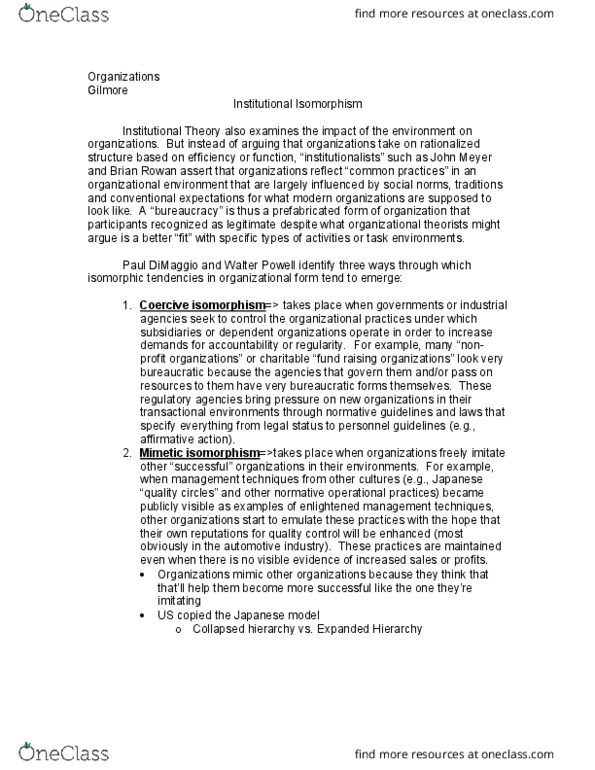 SOCIOL 144 Lecture Notes - Lecture 6: Paul Dimaggio, Cronyism, Isomorphism thumbnail