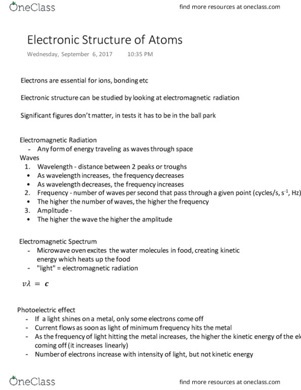 CHM135H1 Lecture Notes - Lecture 1: Microwave Oven, Work Function, Significant Figures thumbnail