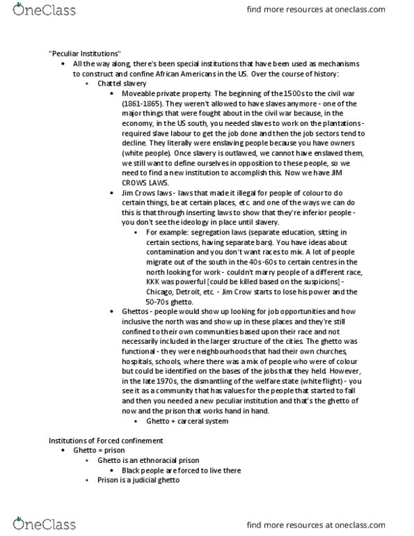 CRM 2306 Lecture Notes - Lecture 16: Crows, Peer Pressure, Neoliberalism thumbnail