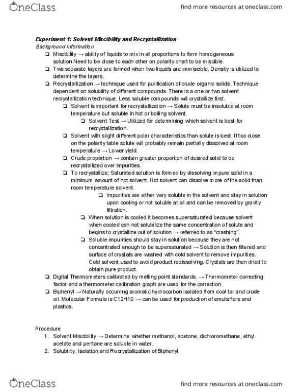 CHEM261 Lecture Notes - Lecture 9: Coal Tar, Separatory Funnel, Boiling Point thumbnail