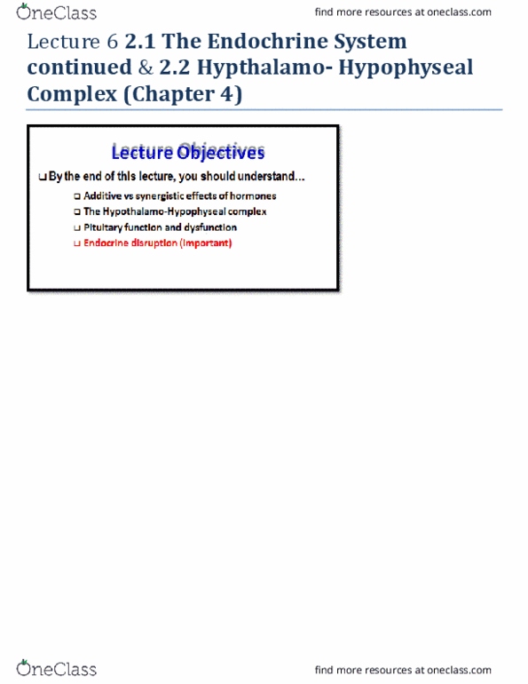 BIO 3303 Lecture Notes - Lecture 6: Melatonin, Iodine, Diencephalon thumbnail