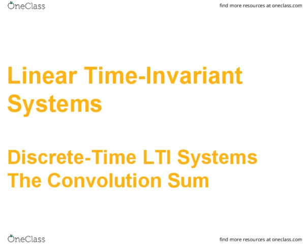EEE 203 Lecture Notes - Lecture 8: Linear Time-Invariant Theory thumbnail